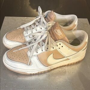 Nike Dunks White and Tan Low tops